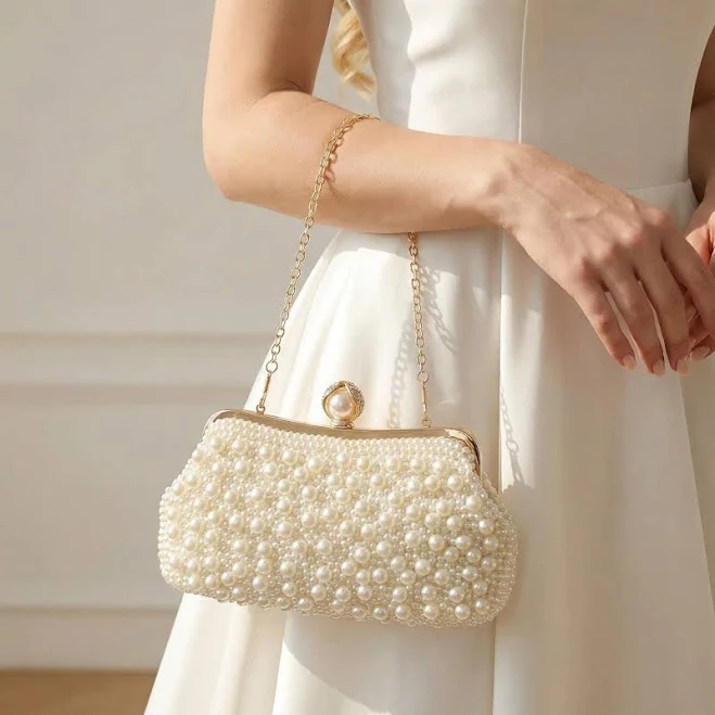 Pearl Beaded Clutch Bag