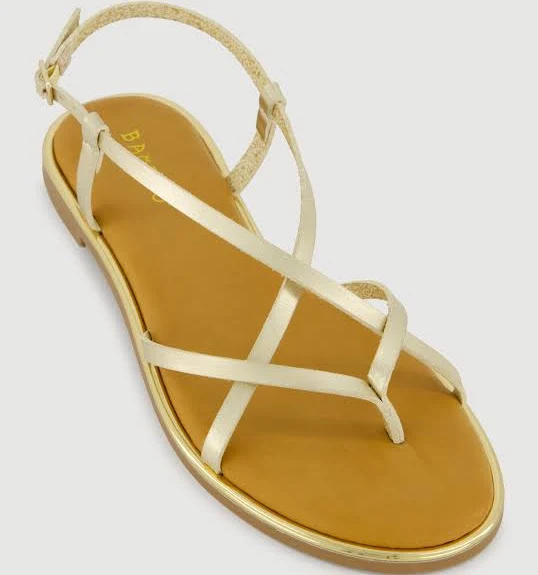 Flat metallic gold strappy sandals