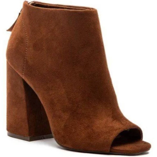 Peep Toe Faux Suede Booties