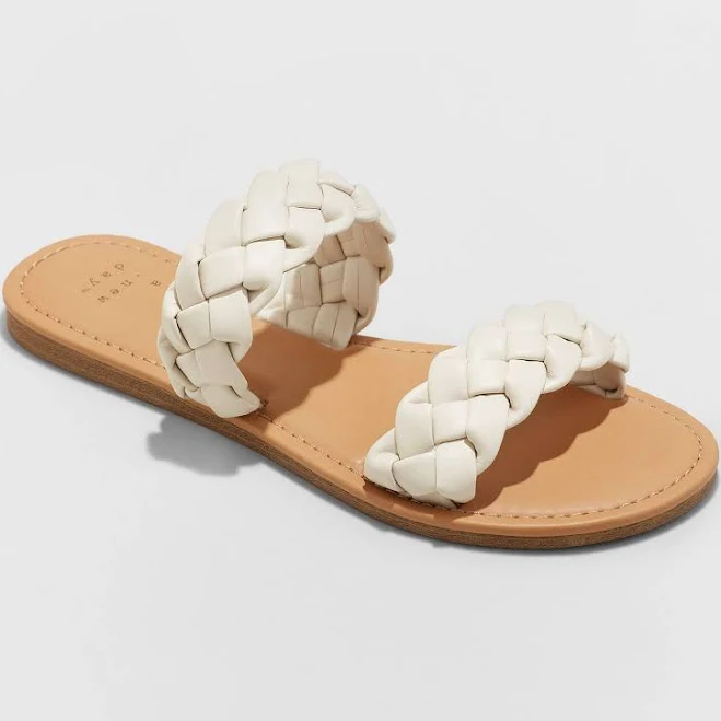 A New Day Women's Lucy Wide Width Braided Slide Sandals
