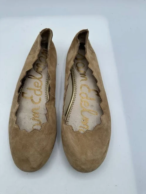 Sam Edelman Beige Suede Francis Scalloped Flats Size 7