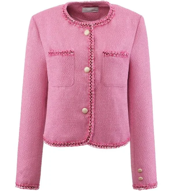 Daring Diva Women's Open Front Long Sleeve Tweed Blazer