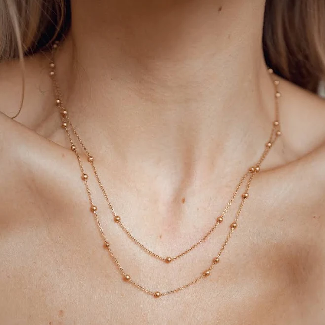 Layered Rose Gold Satellite Chain Necklace