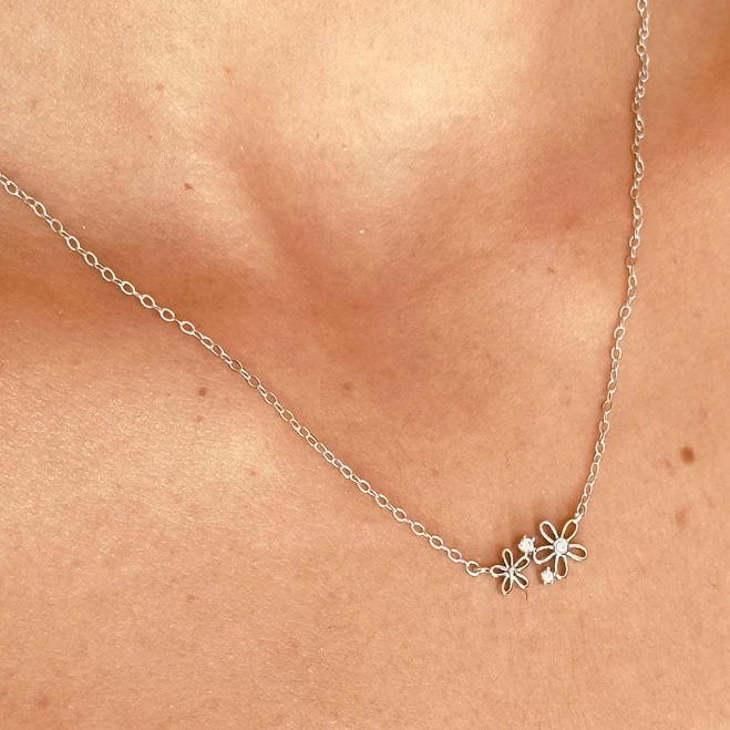 Sterling Silver Flower Pendant Necklace
