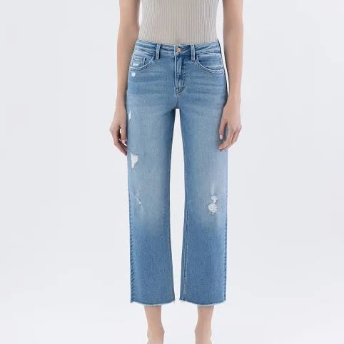 Vervet Softy High Rise Raw Hem Crop Jeans