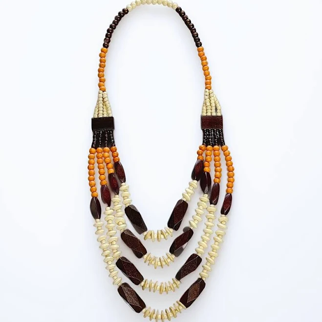 Bohemian Layered Necklace with Earthy Brown & Black Beads