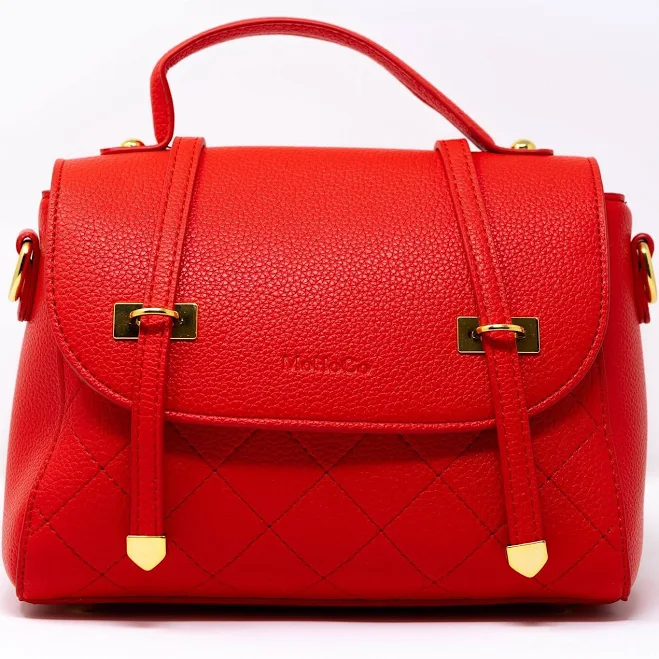 Quilted Vegan Leather Top Handle Crossbody Bag