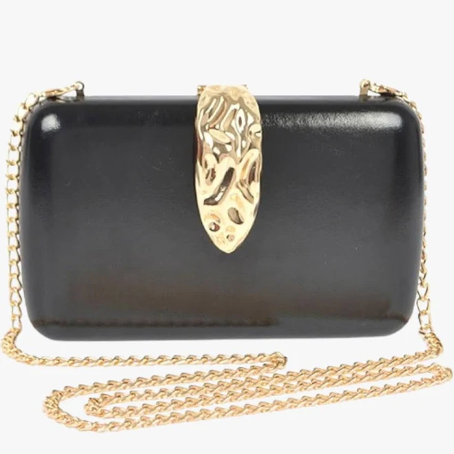 Rebdolls Gold Clasp Metallic Box Clutch