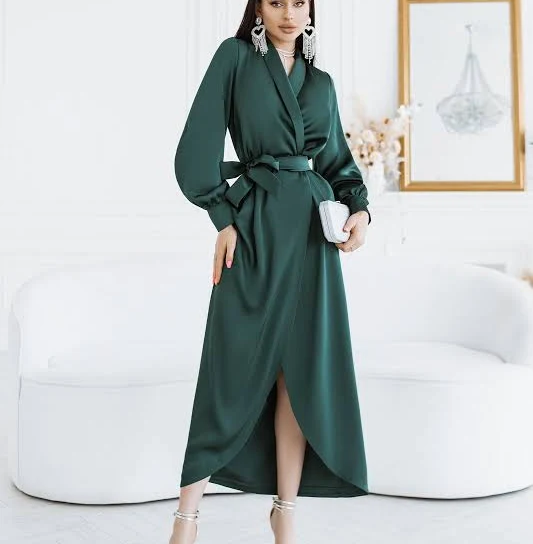 Puff Sleeve Wrap Dress