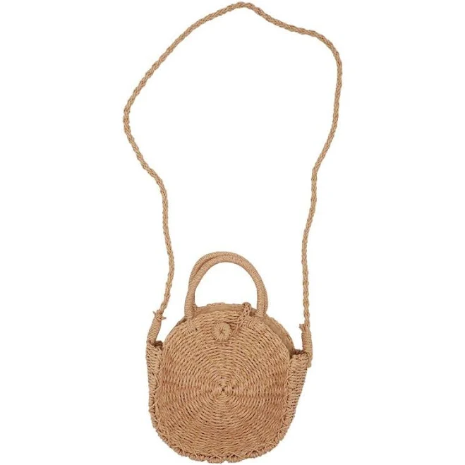 Boho Chic Straw Circle Crossbody Bag