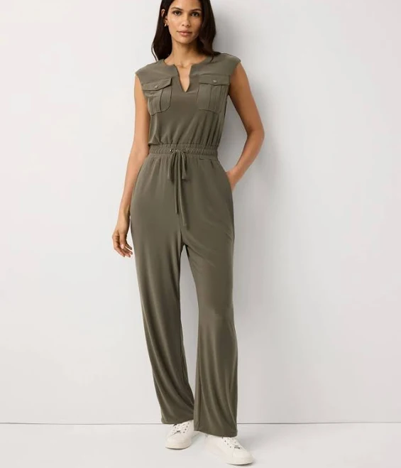 White House Black Market Petite Matte Jersey Utility Jumpsuit