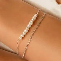 Caitlyn Minimalist Dainty Duo Pearl Twist Chain Bracelet
