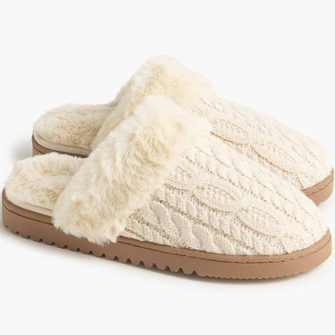 J.Crew Women's Cable-Knit Scuff Slippers