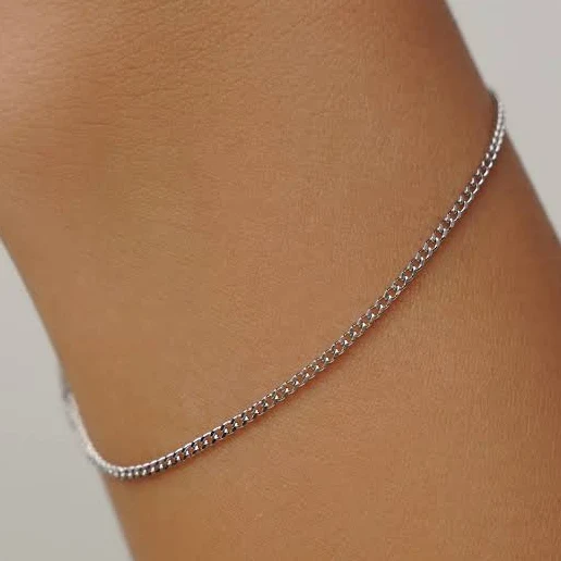 Women's Dainty Minimalist Silver Bracelet Chain