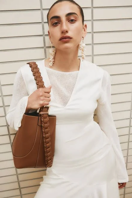 Braided-strap shoulder bag