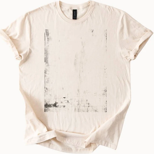 Washed Abstract Tee Distressed Graphic Casual Style Shirt