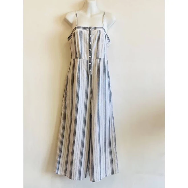 Sadie & Sage Wide Leg Cropped Striped Jumpsuit