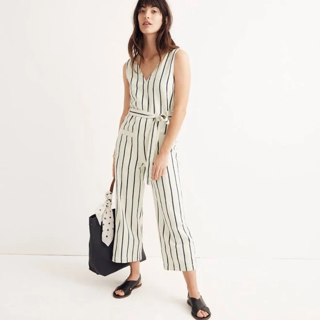Madewell - Striped Cotton and Linen-Blend Jumpsuit - Cream