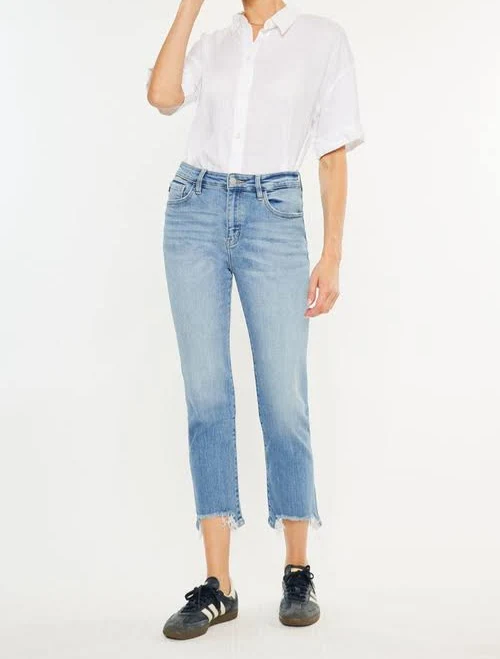 KanCan Angela High Rise Slim Crop Straight Jeans in Light Blue at Nordstrom, Size 25
