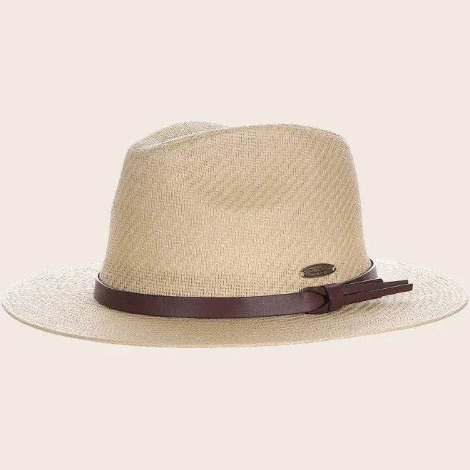 Panama Jack Straw Safari Hat with Vegan Leather Band