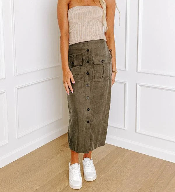 Freda High Waist Cargo Midi Skirt