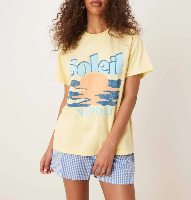 ASOS DESIGN Regular Fit T-Shirt with Soleil Sun Graphic