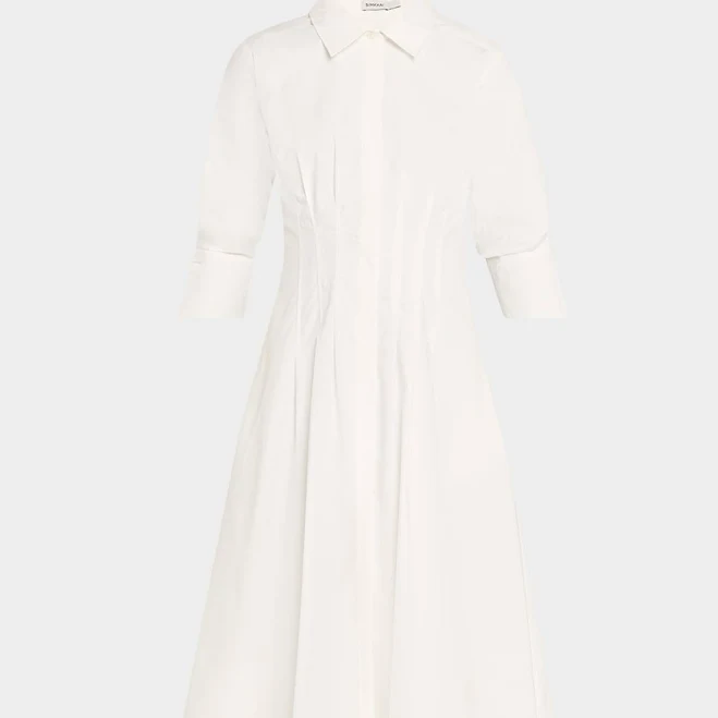 Simkhai Women's Jazz Poplin Pintuck Midi Dress