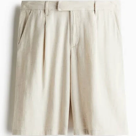 H&M Ladies Knee-Length Linen-Blend Shorts