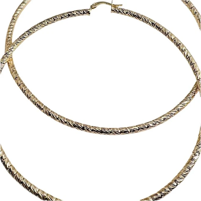 Bold Statement Gold-Filled Textured Hoop Earrings