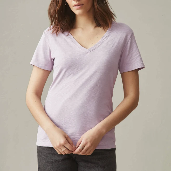 American Giant Women's Heavyweight Slub Cotton V-Neck Tee Made in the USA