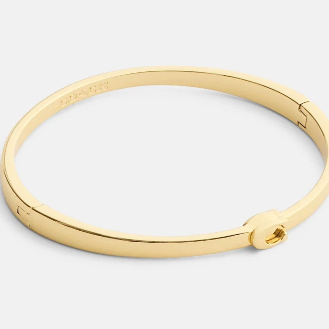 Coach Women's Thin Signature Hinged Bangle Bracelet