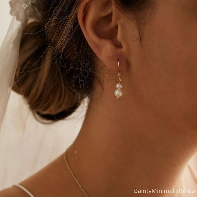 Dainty Freshwater Pearl Drop Earrings