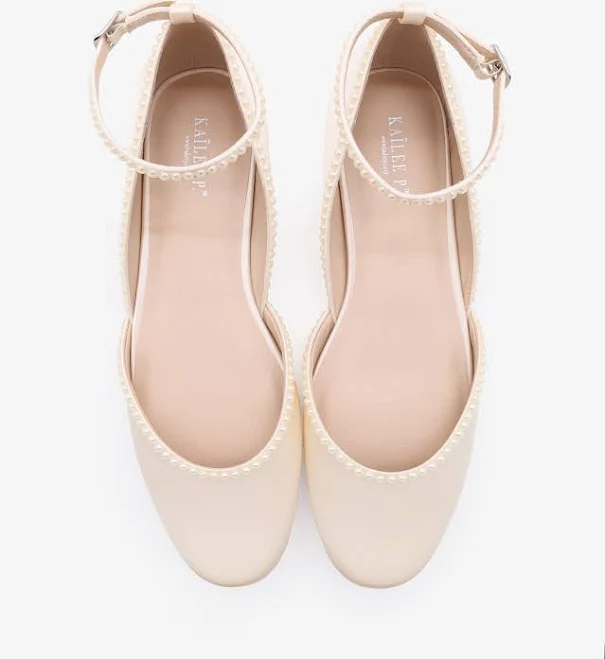 Pearl Strap Round Toe Flats