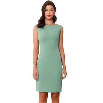 Inspire Chic Women's Sleeveless Boat Neck Sheath Dress