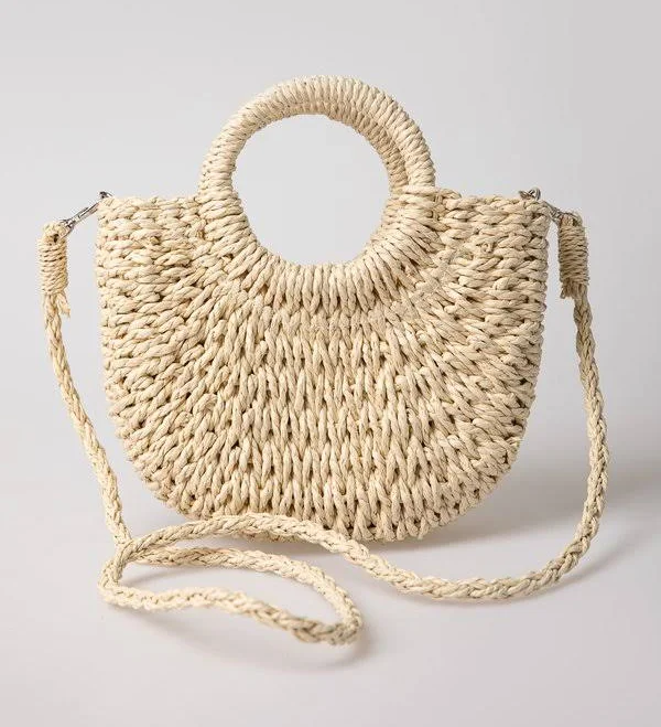 Straw Bag with Round Handles