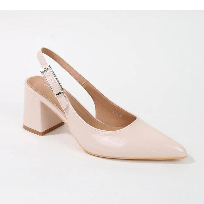 BERNESS Women's Cai Patent Block Heel Slingback Pumps