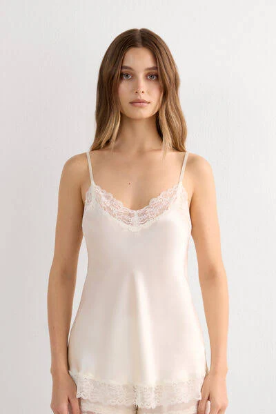White sleeveless silk camisole
