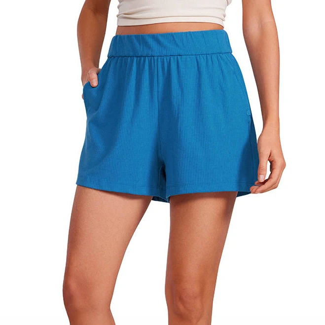 Crz Yoga Women's Ribbed High Waisted Sweat Shorts