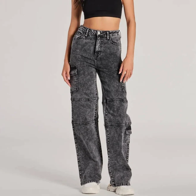 High-Rise Cargo Jeans