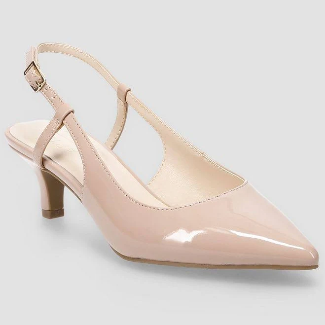 Apt. 9 Keerah Women's Slingback Kitten Heels, Beige Patent