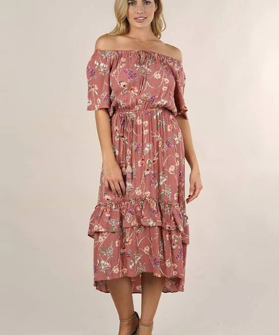 Lovestitch Off-The-Shoulder Ruffled Floral Maxi Dress