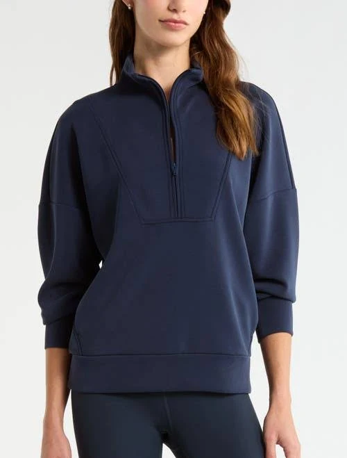 Zella Ultra Soft Half Zip Pullover in Navy Sapphire at Nordstrom, Size Small