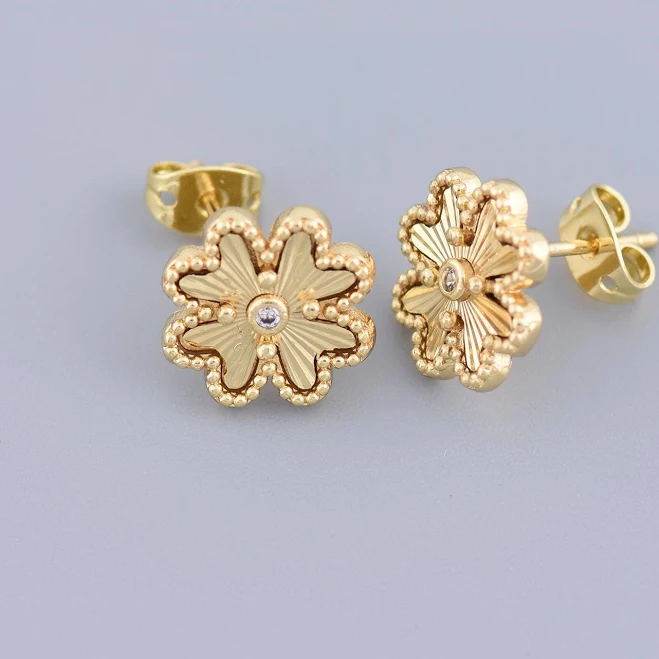 18K Gold Plated Floral Stud Earrings