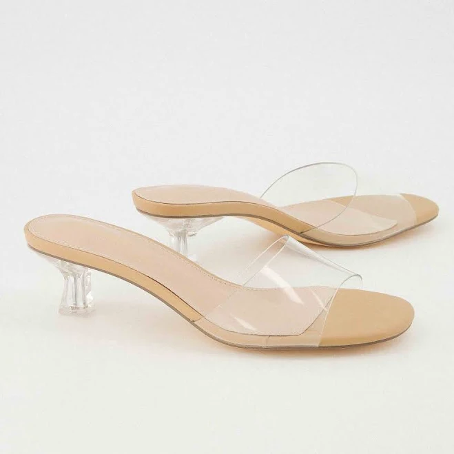 Cushionaire Women's Doral Lucite Kitten heel sandals