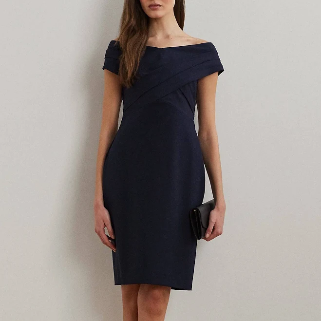 Ralph Lauren Women's Crepe Off-the-Shoulder Cocktail Dress