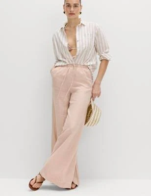 High-waisted tailored wide-leg trousers