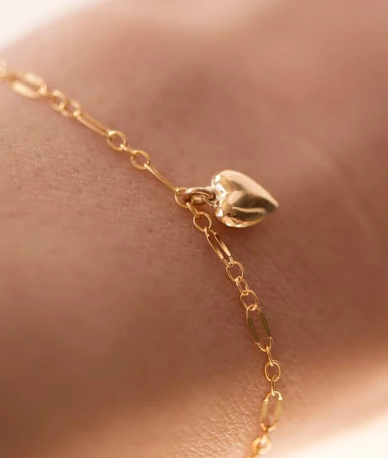 Dainty Heart Charm Bracelet in Sterling Silver