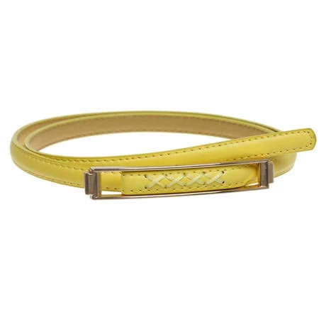 Beltiscool Women's Skinny Faux Leather Belt with Gold Tone Buckle