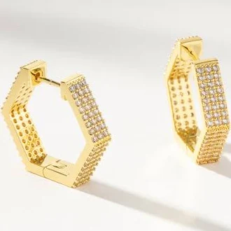 Uncommon James Geometric Pavé Statement Hoop Earrings