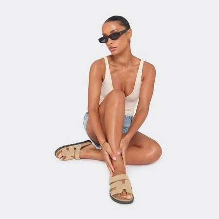 Ego Women's Valerie Gladiator Velcro Strap Flat Slider Sandal